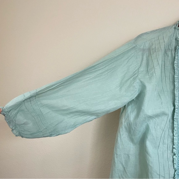 JP and Mattie Mint Green Lace Trim Oversized Button Down Top Cottagecore Size L - Picture 3 of 5